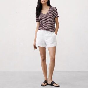 American Eagle Maroon/White Striped Soft & Sexy T-Shirt